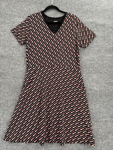 Svaha Rosalind Dress Womens Large Organic Cotton Black Electrical Resistor Print