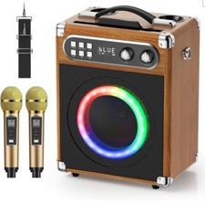 Wireless Karaoke Machine System Portable Bluetooth 5.1 Speaker W/ 2 Microphone