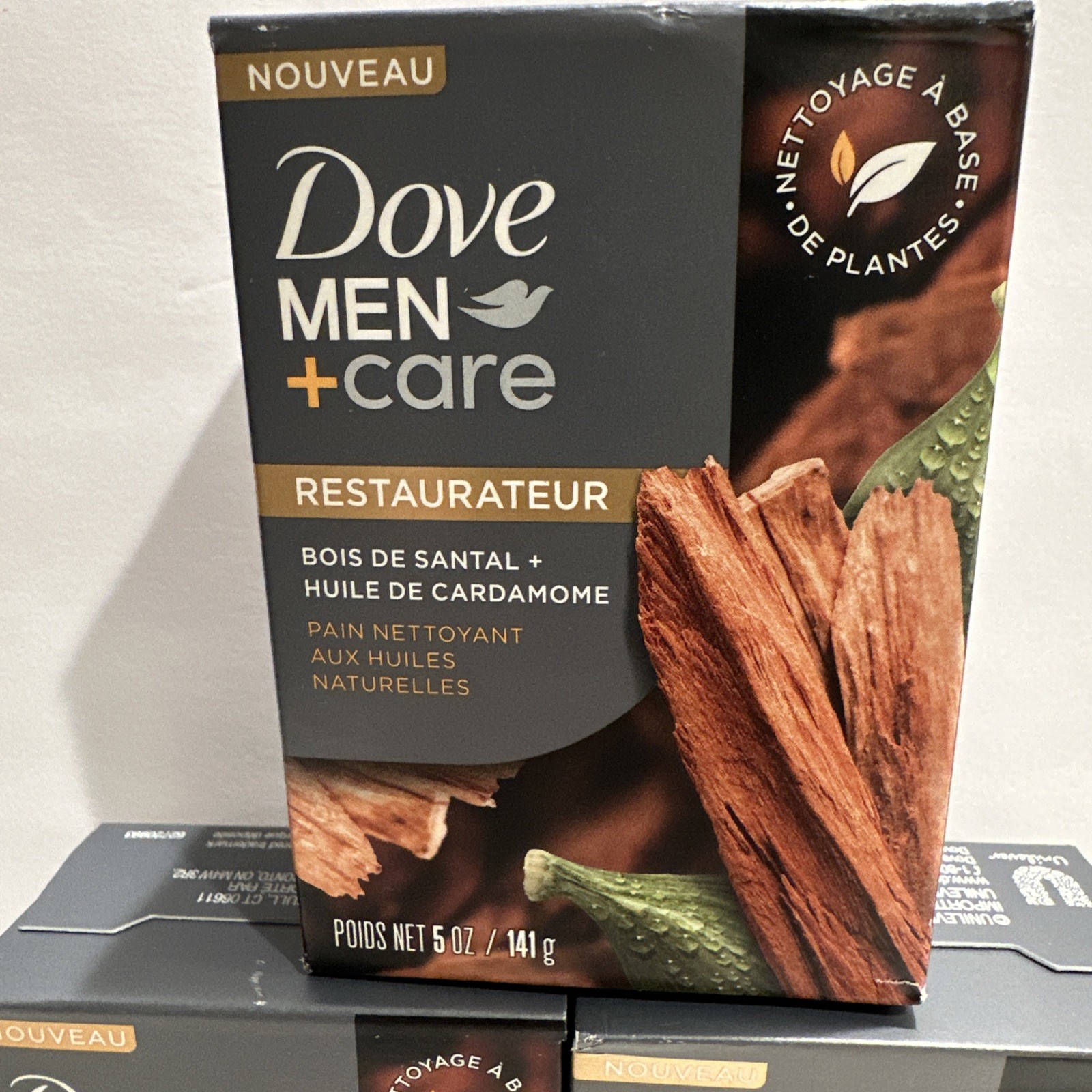 3 Bars DOVE Men + Care Restore SOAP Sandalwood Cardamon Oil Cleansing Bath Bar