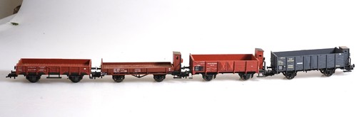 (0585) 4x  Fleischmann H0 Güterwagen der DRG  Niederbord- und Hochbordwagen | Condition: Gebraucht