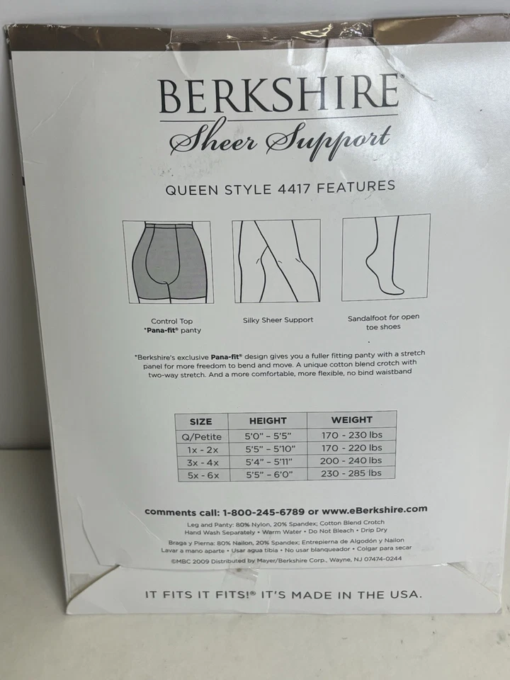 New Berkshire Queen Ultra Sheer Control Top City Nude Pantyhose 4417 3x-4x - Image 4 of 4