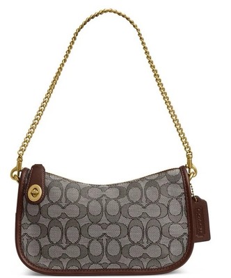 ✨️新品未使用✨️ COACH シグネチャー ジャガード バケット ブラウン ❤️ Coach Swinger CAM48 Brass/Oak Maple Bag In Signature Jacquard