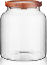 Glass Storage Container Airtight Food Jars Kitchen Canister with Wood Lids, 60 O