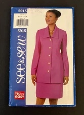 Butterick VTG Pattern 5915 See & Sew Jacket, Straight Skirt Suit Sizes 20-24 UC