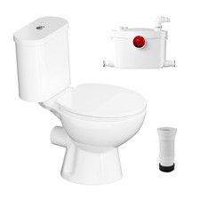 750W Macerating Toilet System Upflush Toilet for Basement with Macerator Pump