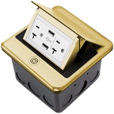Pop-Up Floor Box Kit, Waterproof Electrical Outlet Cover Box, Hidden 4.8A USB...