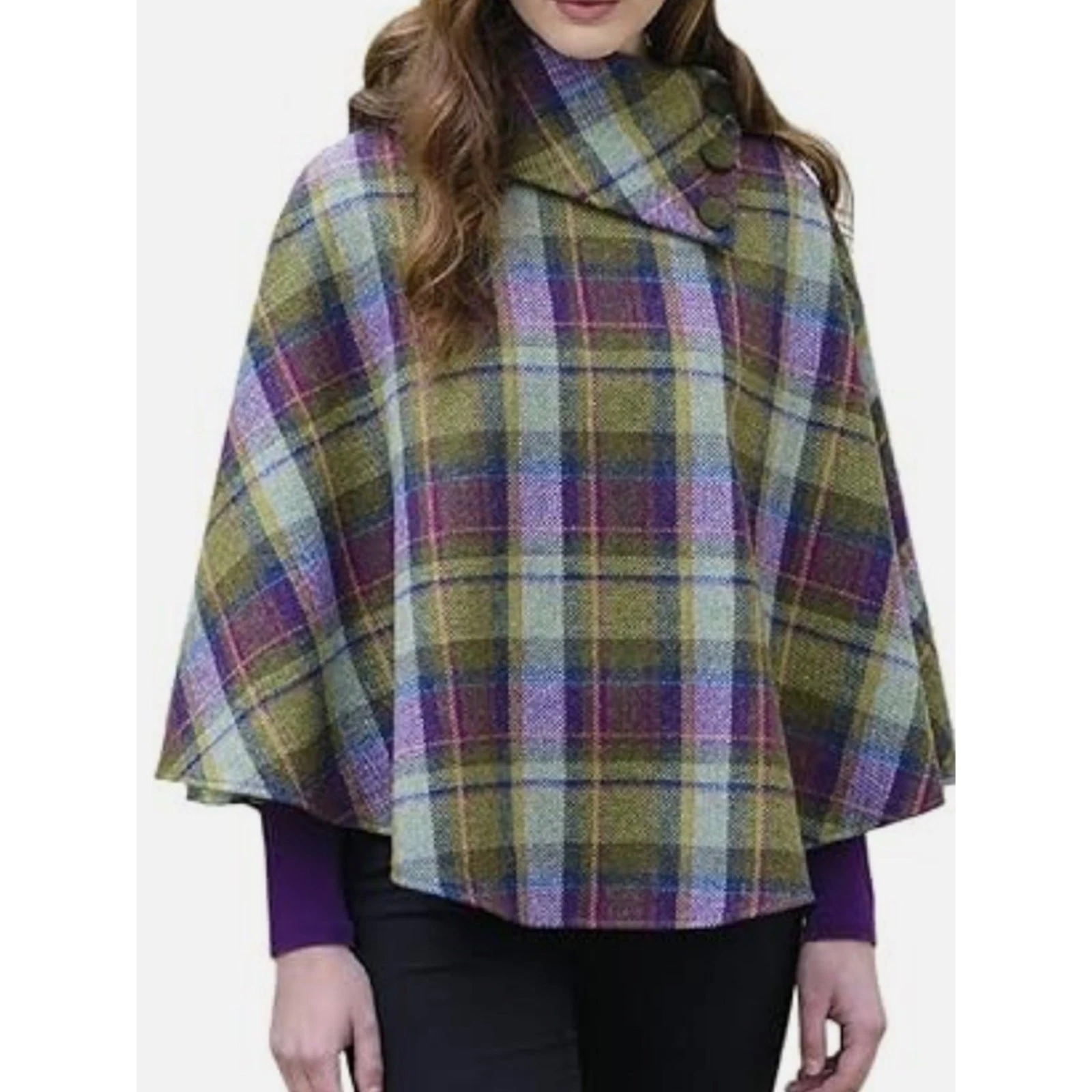 Mucros Weavers Irish Tweed Poncho for Women Made in Ireland 100% Irish Wool