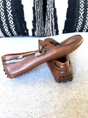 TOD'S Men Moccasin Loafer Shoe  Sz 8 Brown Leather