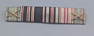 WWI German 6 place ribbon bar with Hindenburg Cross and five others pin back