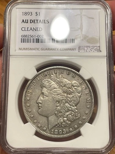 1893-P Morgan Silver Dollar, NGC AU Details, Rare Mint, Very Pretty Coin