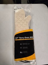 24" Terry Oven Mitt Pair - Heat Protection - Machine Washable