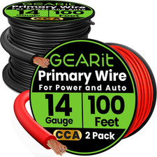 14 AWG Copper Clad Aluminum Wire - 200 Ft 100 Ft Black/Red for Automotive Use