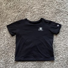 Champion Boys Black Short Sleeve Crew Neck Logo T-Shirt Size S