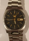 Vintage working Seiko 5 Automatic 7009 3130 A2 black face gold indice 36mm watch