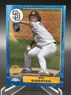 2022 Topps Yu Darvish 1987 Chrome Silver Pack Blue Mojo Refractor 013/150 Padres