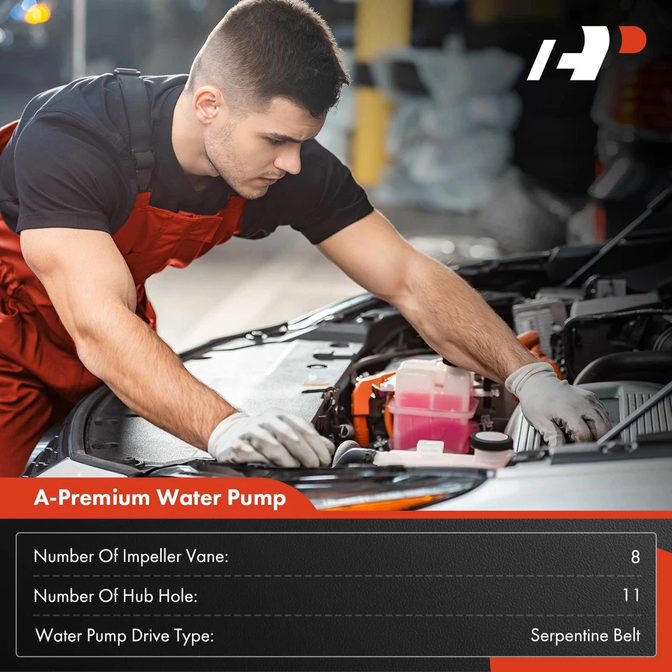 A-Premium Water Pump with Gasket for Cadillac DeVille Eldorado Fleetwood Seville - Image 2 of 4