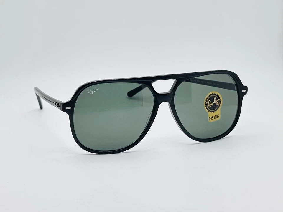 Очки солнцезащитные Ray-Ban BILL RB2198 60 мм унисекс квадратные - черная оправа/зеленые линзы G-15 - Изображение 3 из 4