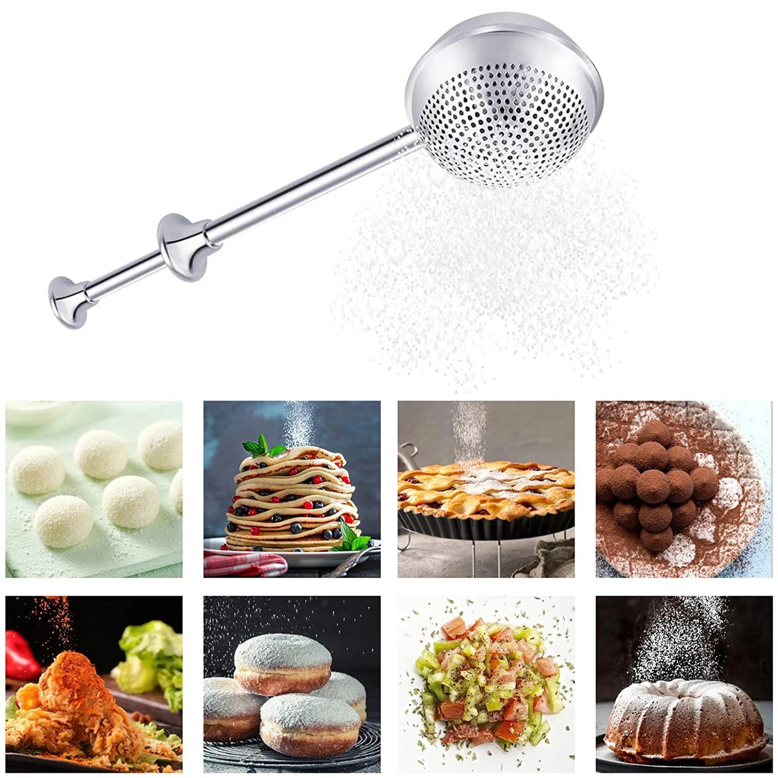 Flour Duster For Baking Stainless Steel Powdered Sugar Shaker Dust Tool Sifter*