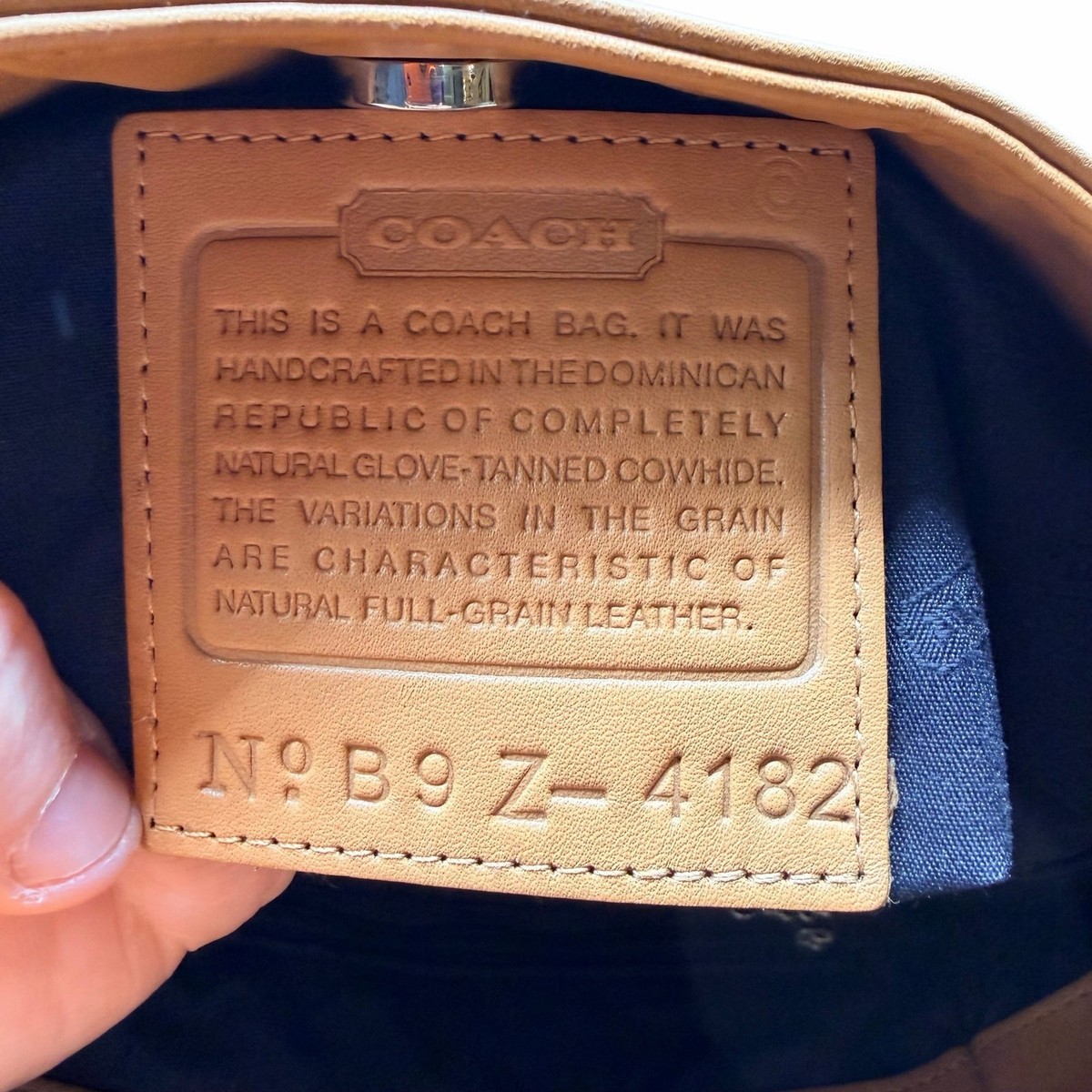 Vintage Coach Glove-Tanned Leather Large Tote Bag Beige Tan