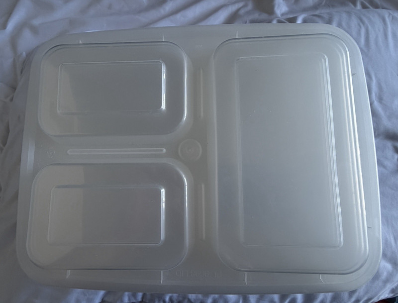 Bento Box 3-Compartment Plastic Snap Lid Microwave Safe Black/Clear (20)