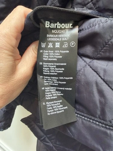 Barbour Men's Liddesdale Quilted Jacket Navy Blue, Size XL Oris Watch Branding image 3