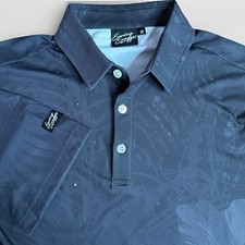 Sunday Swagger Stardust Polo Shirt Mens Medium Black AOP Floral Performance Golf