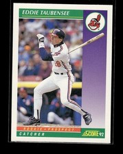 1992 Score #871 - Eddie Taubensee - Cleveland Indians Baseball Rookie Card RC. rookie card picture