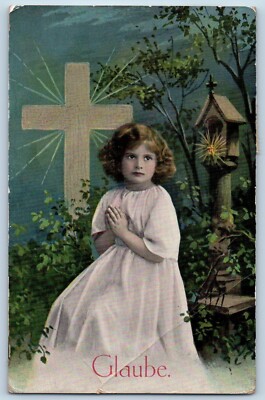 St. Paul Minnesota MN Postcard Easter Holy Cross Little Girl Curly Hair c1910's