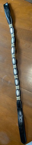 Genuine leather, rawhide and studded western womens belt