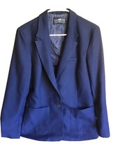 Vintage Womens Levi Strauss Navy Blue Button Up Long Sleeve Blazer Size 14