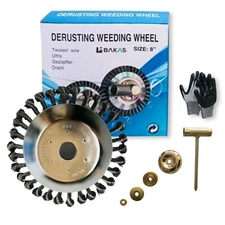 8 inch Steel Wire Wheel Brush weed Cutter trimmer head, adapter kit and gloves