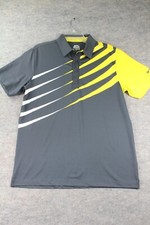 Slazenger Polo Shirt Size Medium M Golf Tennis Gray Yellow Stripe