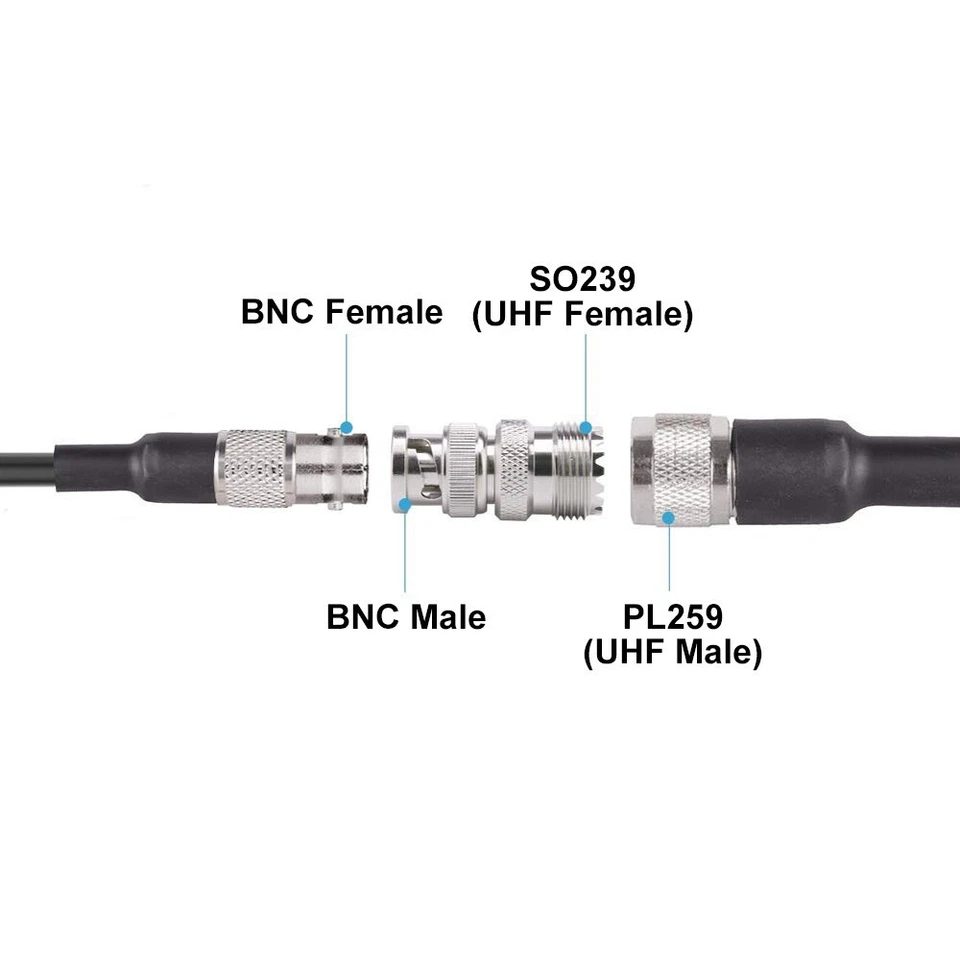 BNC Male Plug to SO239 UHF Female Jack RF Coaxial Adapter Connector - Image 4 of 4