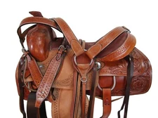 USED RODEO SADDLE 15 16 17 18 PLEASURE HORSE ROPING ROPER RANCH TOOLED LEATHER