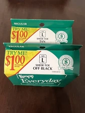 Leggs Everyday Pantyhose 2 pair.  1 Off Black and 1 Tan Size Large