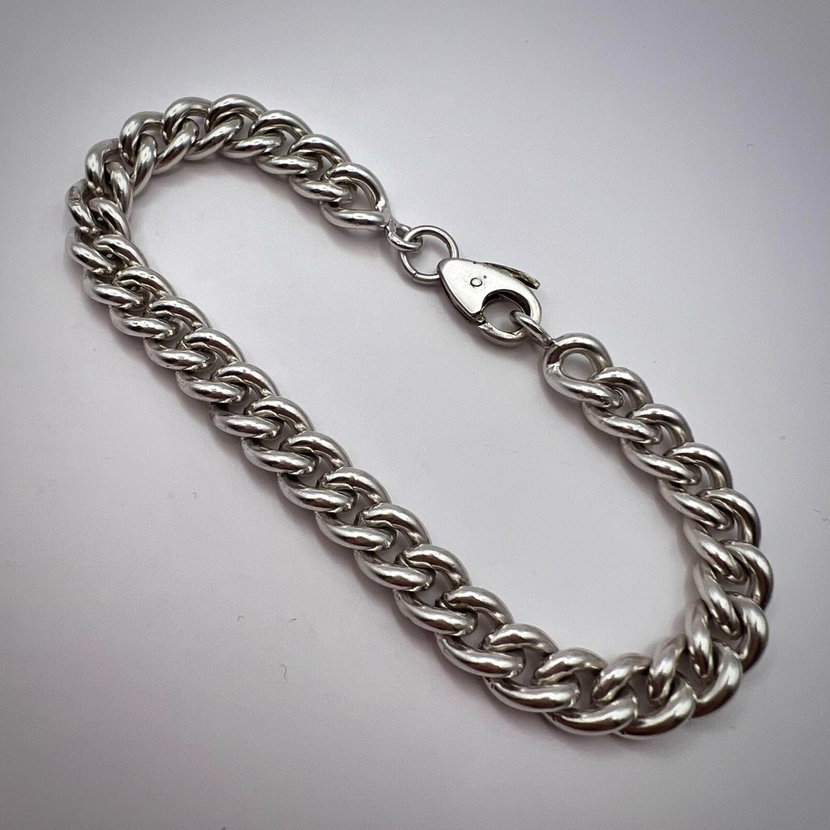 刻印有り SILVER 925 BRACELET 925 Sterling Silver Chino Link ID Bracelet Plain Frame 115g