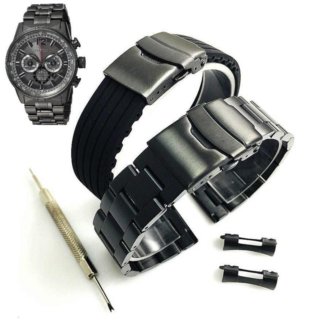 Steel & Rubber Replacement Watch Band Citizen Nighthawk CA4377-53H