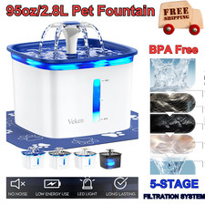Veken 95oz/2.8L Pet Fountain, Automatic Cat Water Fountain Dog Water Dispenser