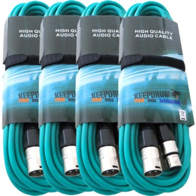 keepdrum 4x 10m MC-001XX GR Mikrofonkabel XLR Grün
