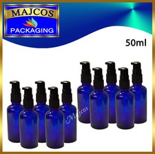 50ml empty Cobalt Blue Glass Bottles with Black Cream / Lotion Pump