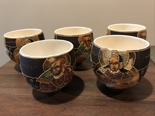 Antique Moriage Japanese Tea Cup Set - 5 Cups