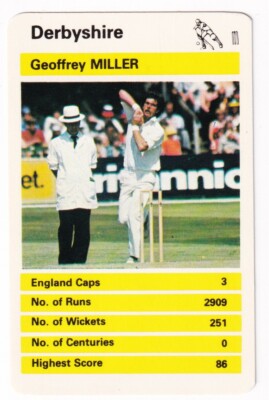 1978 Cricket Card GEOFFREY MILLER * DERBYSHIRE