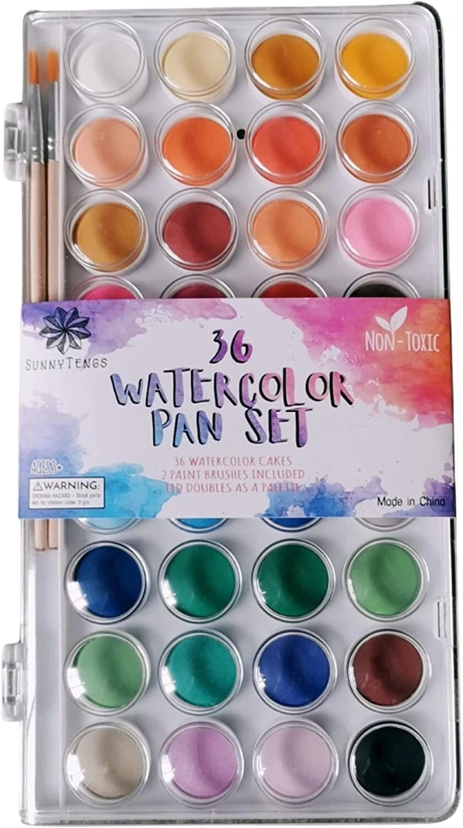 Watercolor Paint Set, 36 Colors of Washable Watercolor Paint Includes Watercolor Palette and 3 Paint Brushes. Great Water Color Kids Paint