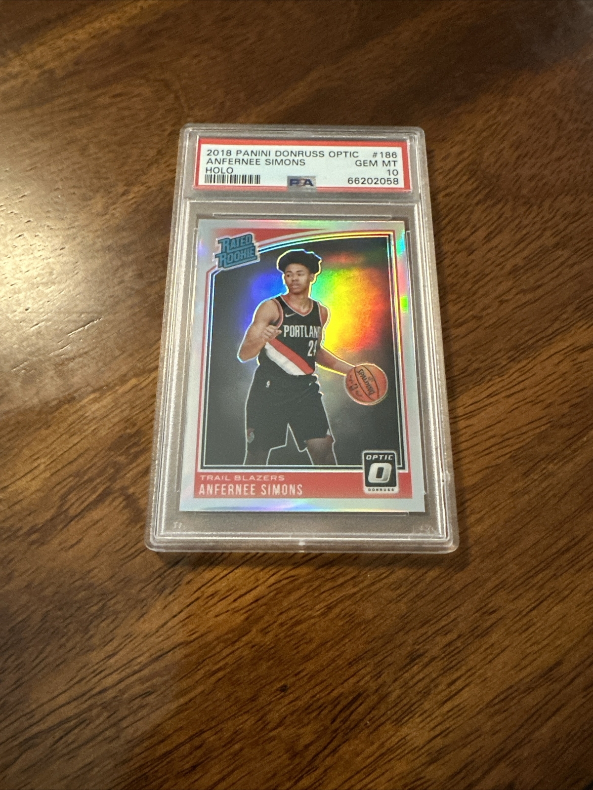 2018 PANINI DONRUSS OPTIC HOLO RC ROOKIE #186 ANFERNEE SIMONS PSA 10 POP 18