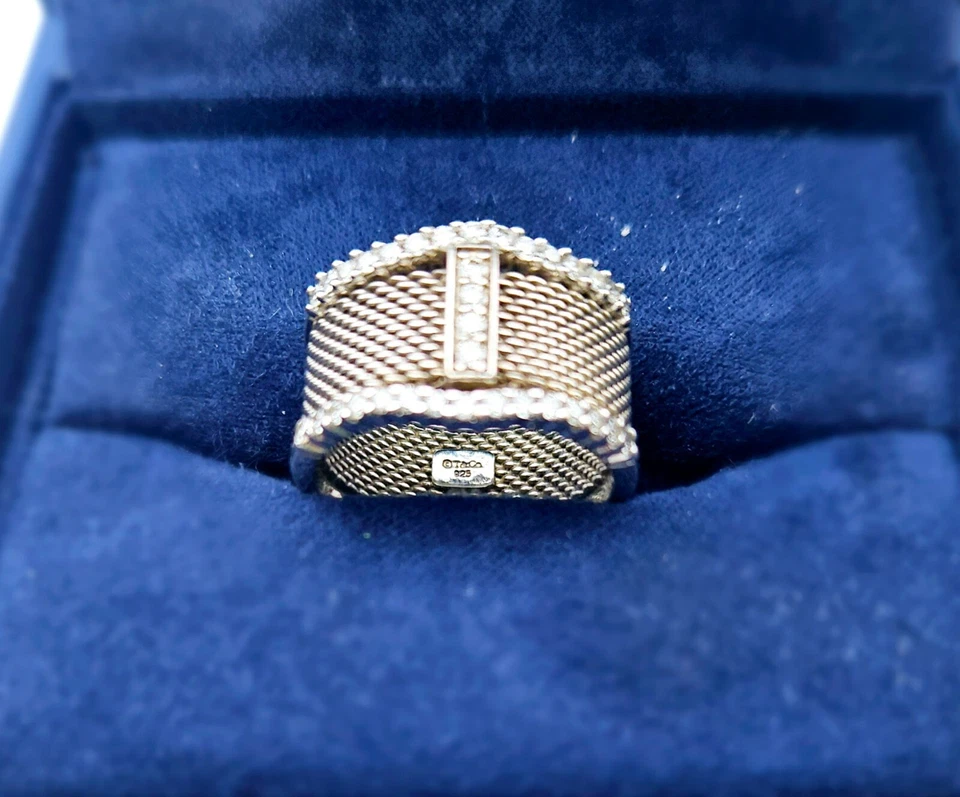 Tiffany & Co, Custom Diamond, 14K White Gold Mesh Band, Ladies Band, Size 5.5  - Image 2 of 4