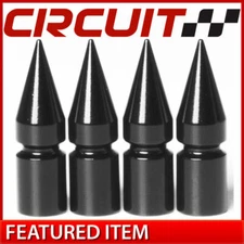4 Circuit Black Aluminum Metal Billet Spike Tire Wheel Valve Stem Caps