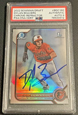 DYLAN BEAVERS signed auto autographed 2022 1st Bowman Chrome PSA DNA Auto 9