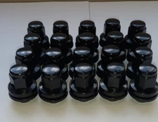 20x XF X150 Jaguar  Alloy Wheel Nuts M12 X 1.5 Black  Nut  Flat Seat 21mm Hex