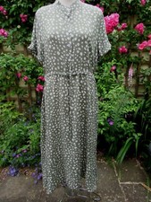 Unbranded Light Khaki Irregular Spot Print Midi Dress, Size Medium