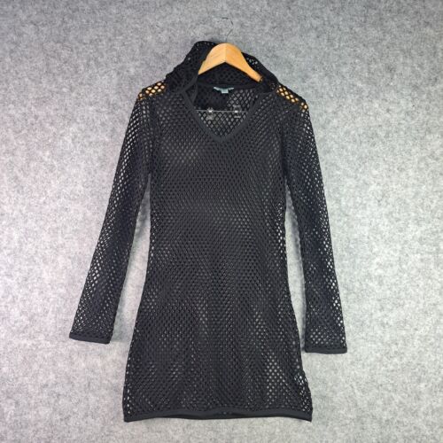 Balance Cover Up Collection Dress Womens Medium Black Mesh Hood Long Sleeve 5802 - Picture 1 of 12